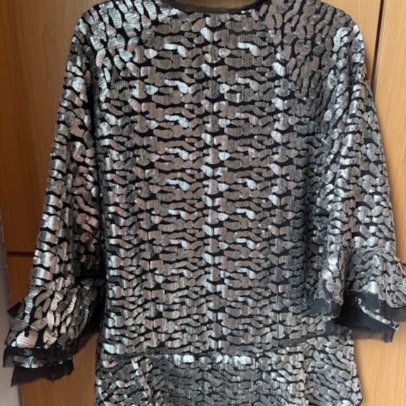 Pre-loved IRO Black & Gold Sequinned Evening Top - Size 40 (M) - Picture 6 of 7